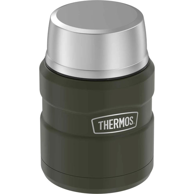 variant:46533270929600 16 oz. Stainless Steel Food Jar w Folding Spoon Matte Army Green