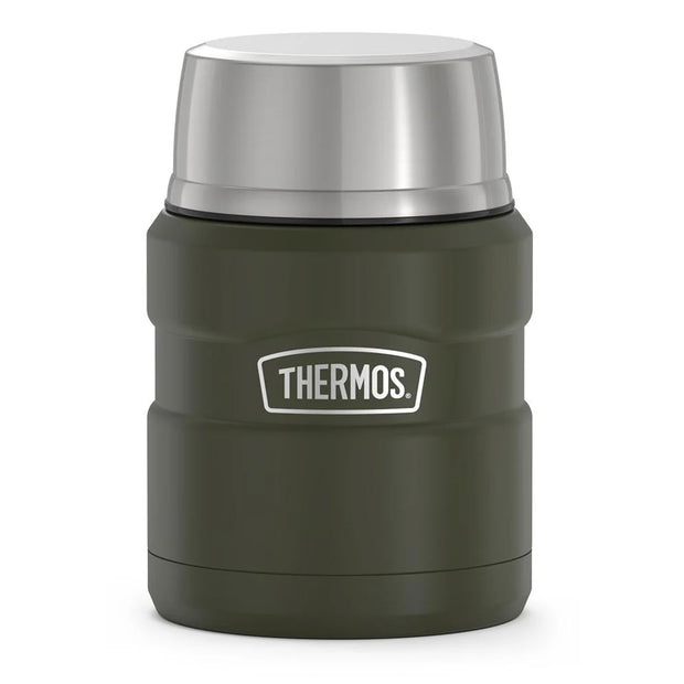 variant:46533270929600 16 oz. Stainless Steel Food Jar w Folding Spoon Matte Army Green