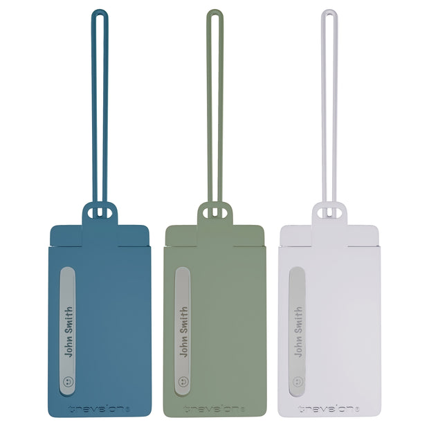 variant:46205171630272 Travelon Set of 3 Silicone Privacy Luggage Tags Cool Tones
