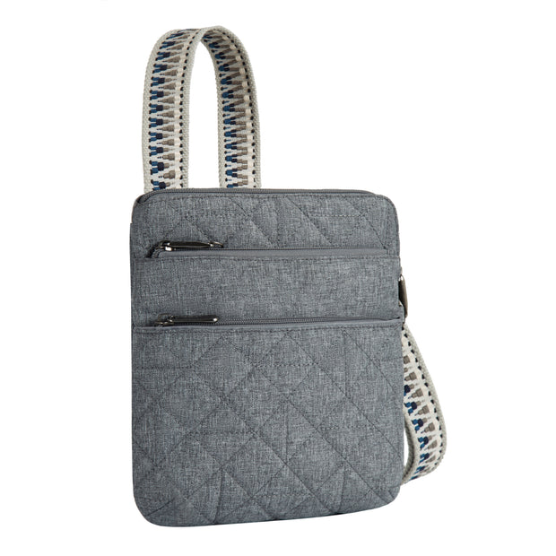 variant:42999670866112 Travelon Anti-Theft Boho Slim Crossbody Bag Gray Heather