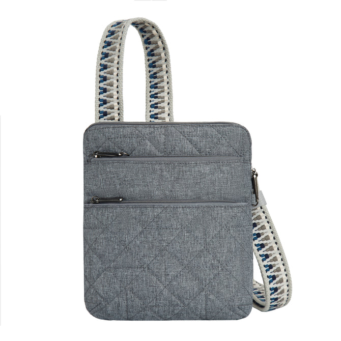 variant:42999670866112 Travelon Anti-Theft Boho Slim Crossbody Bag Gray Heather