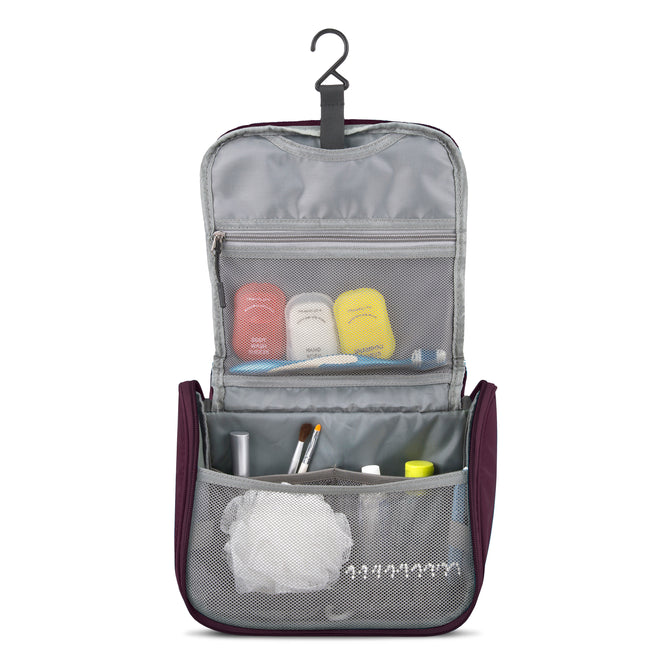 variant:46343490928832 travelon World Travel Essentials Hanging Toiletry Kit Blackberry