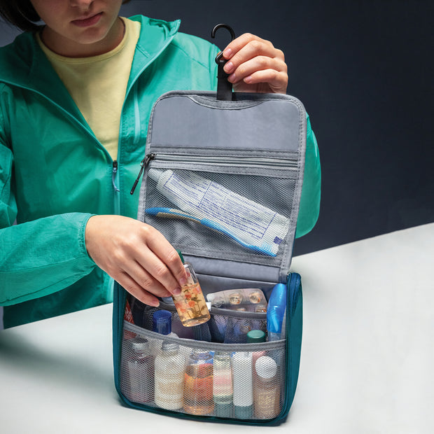 variant:42999671324864 travelon World Travel Essentials Hanging Toiletry Kit Peacock Teal