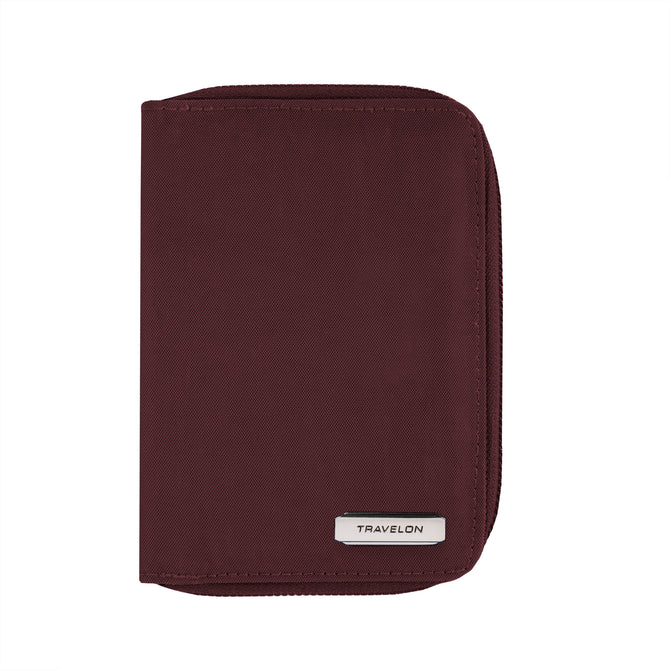 variant:45030406029504 travelon RFID Blocking Passport Zip Wallet Bordeaux