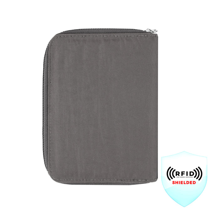 variant:46348414320832 travelon RFID Blocking Passport Zip Wallet Smoke