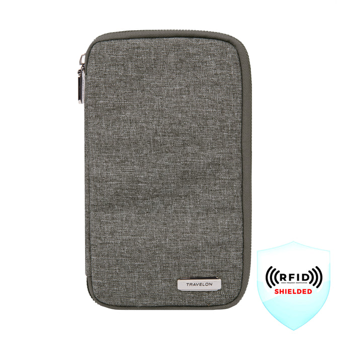 variant:46348636291264 travelon RFID Blocking Family Passport Zip Wallet Gray Heather