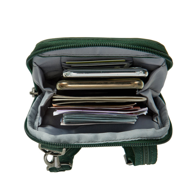 variant:46316776980672 Travelon Metro Anti-Theft Stadium Mini Crossbody Forest Heather