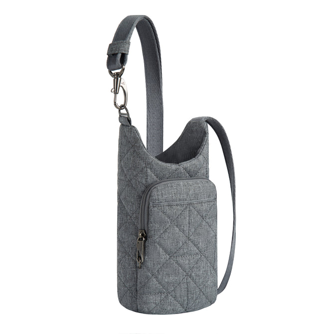 variant:42874894483648 Travelon Boho Anti-Theft Insulated Water Bottle Tote Gray Heather