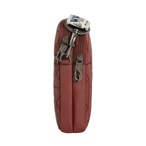 variant:46319321219264 Travelon Boho Anti-Theft 2 Compartment Phone Crossbody Paprika