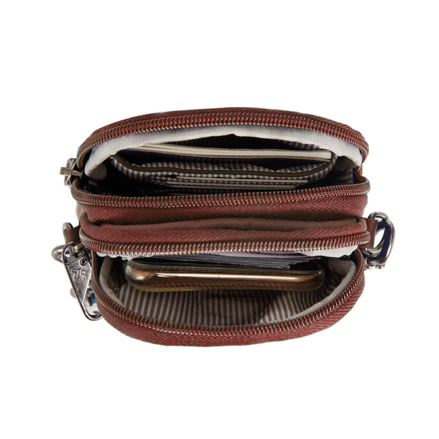 variant:46319321219264 Travelon Boho Anti-Theft 2 Compartment Phone Crossbody Paprika