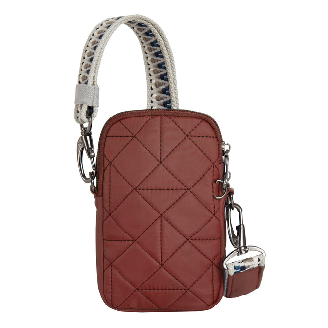 variant:46319321219264 Travelon Boho Anti-Theft 2 Compartment Phone Crossbody Paprika