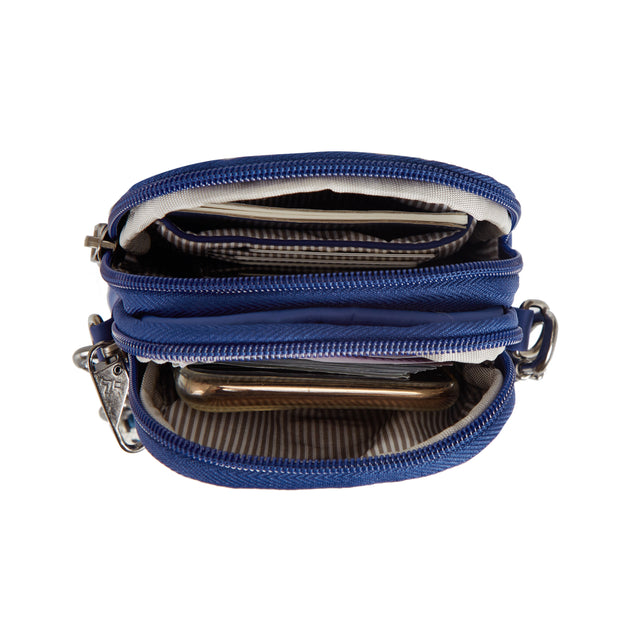 variant:46319321252032 Travelon Boho Anti-Theft 2 Compartment Phone Crossbody Lush Blue