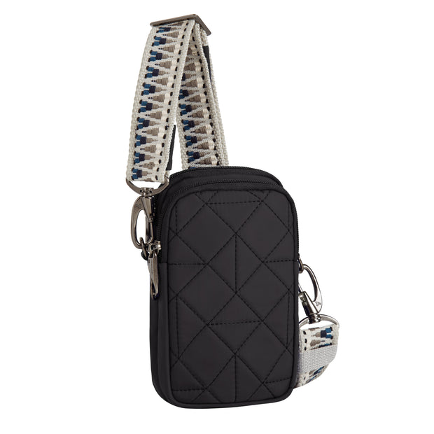 variant:46319321284800 Travelon Boho Anti-Theft 2 Compartment Phone Crossbody Black
