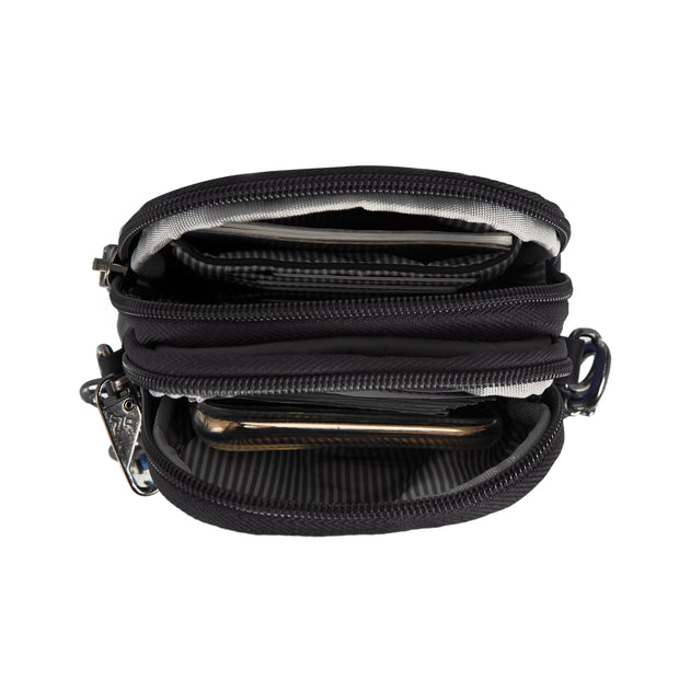 variant:46319321284800 Travelon Boho Anti-Theft 2 Compartment Phone Crossbody Black