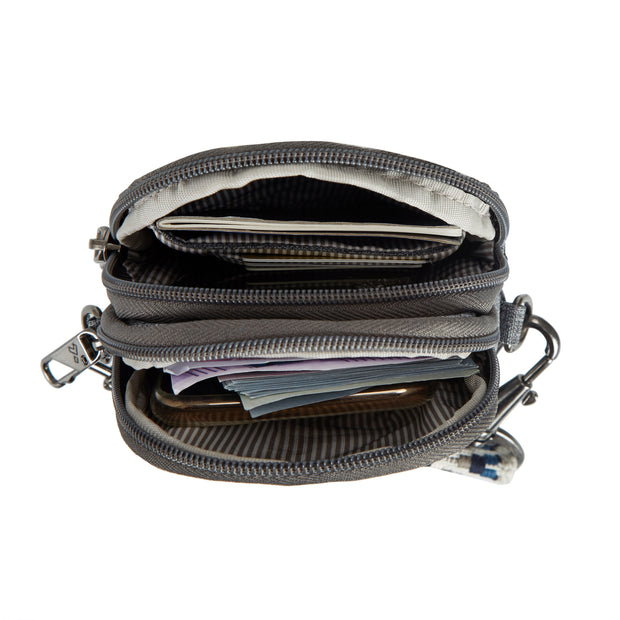 variant:46319321317568 Travelon Boho Anti-Theft 2 Compartment Phone Crossbody Gray Heather