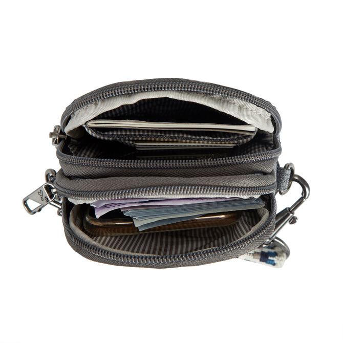 variant:46319321317568 Travelon Boho Anti-Theft 2 Compartment Phone Crossbody Gray Heather