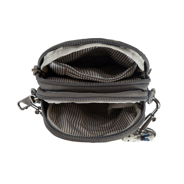 variant:46319321317568 Travelon Boho Anti-Theft 2 Compartment Phone Crossbody Gray Heather