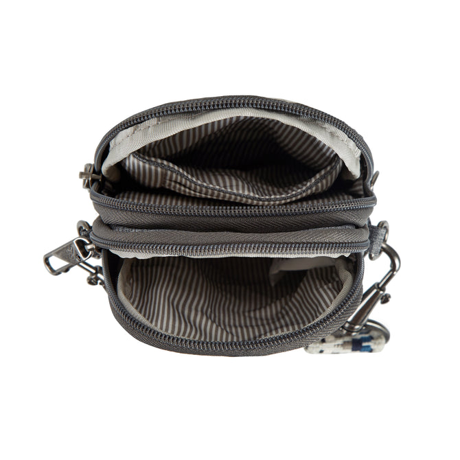variant:46319321317568 Travelon Boho Anti-Theft 2 Compartment Phone Crossbody Gray Heather