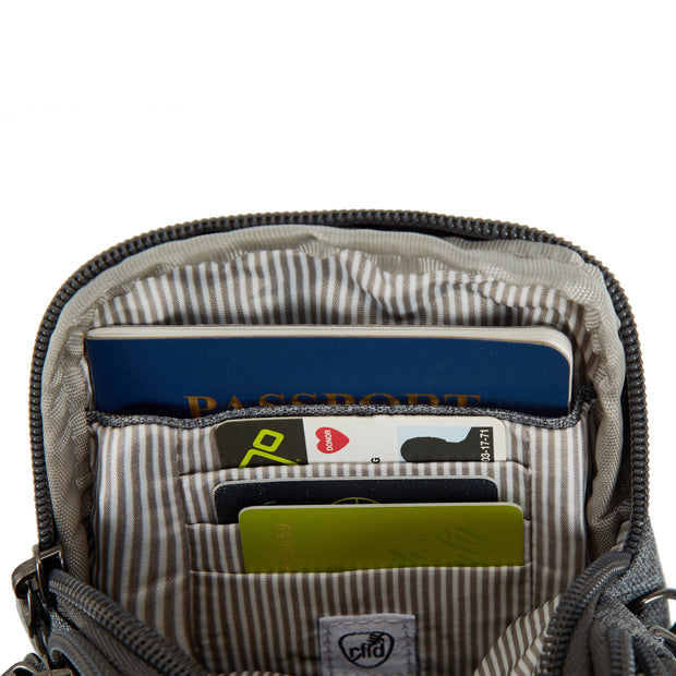 variant:46319321317568 Travelon Boho Anti-Theft 2 Compartment Phone Crossbody Gray Heather