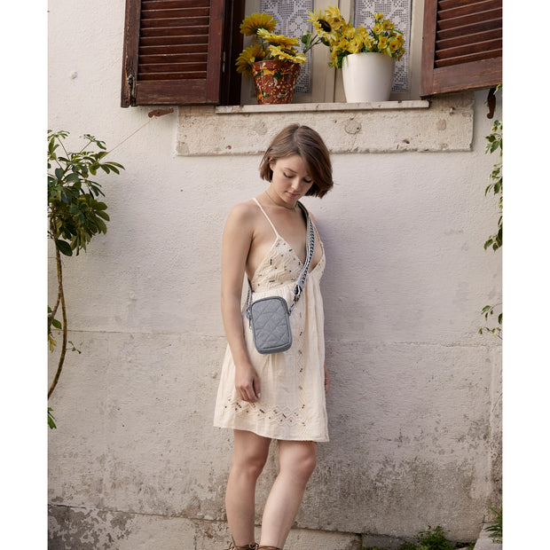 variant:46319321317568 Travelon Boho Anti-Theft 2 Compartment Phone Crossbody Gray Heather