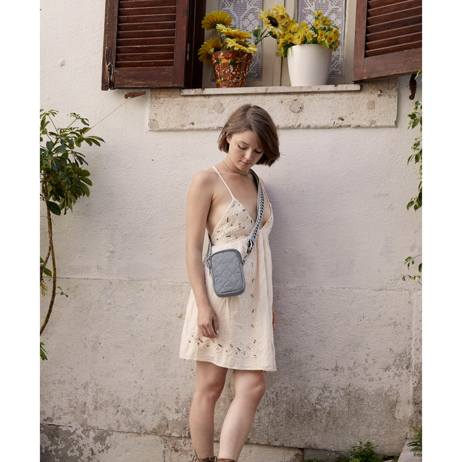 variant:46319321317568 Travelon Boho Anti-Theft 2 Compartment Phone Crossbody Gray Heather