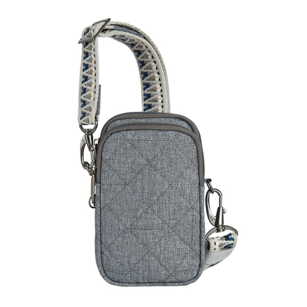 variant:46319321317568 Travelon Boho Anti-Theft 2 Compartment Phone Crossbody Gray Heather