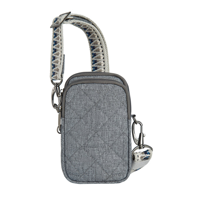 variant:46319321317568 Travelon Boho Anti-Theft 2 Compartment Phone Crossbody Gray Heather