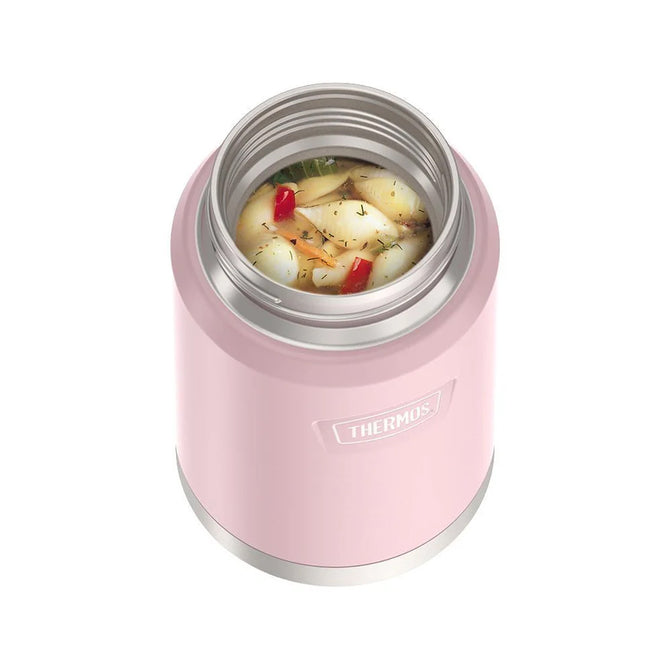 variant:46529430257856 24 oz Stainless Steel Food Jar w/ Spoon Sunset Pink