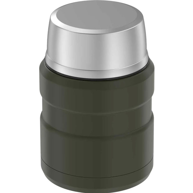 variant:46533270929600 16 oz. Stainless Steel Food Jar w Folding Spoon Matte Army Green