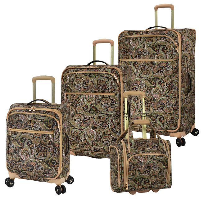 variant:46795398316224 London Fog Mayfair Softside Carry-On Luggage Black And Sand Paisley