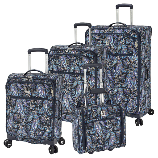 variant:46795402870976 London Fog Mayfair Softside Large Checked Luggage Navy And White Paisley