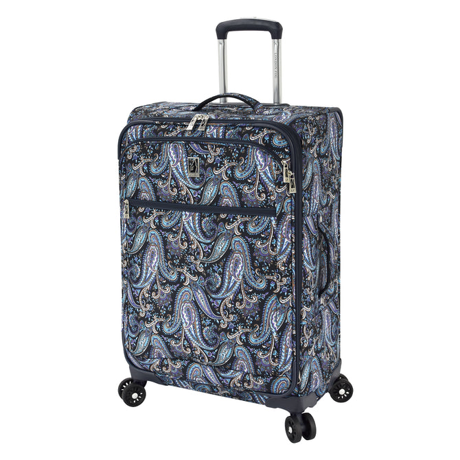 variant:46795400249536 London Fog 
Mayfair Softside Medium Checked Luggage Navy And White Paisley