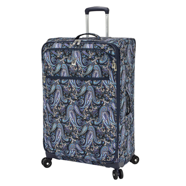 variant:46795402870976 London Fog Mayfair Softside Large Checked Luggage Navy And White Paisley