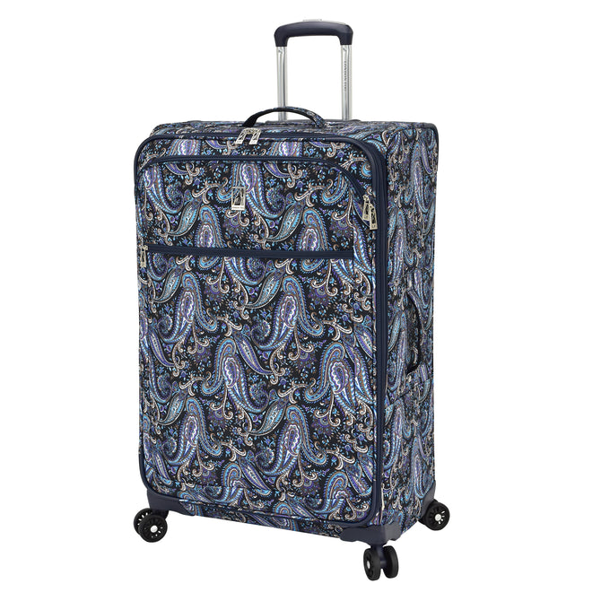 variant:46795402870976 London Fog Mayfair Softside Large Checked Luggage Navy And White Paisley