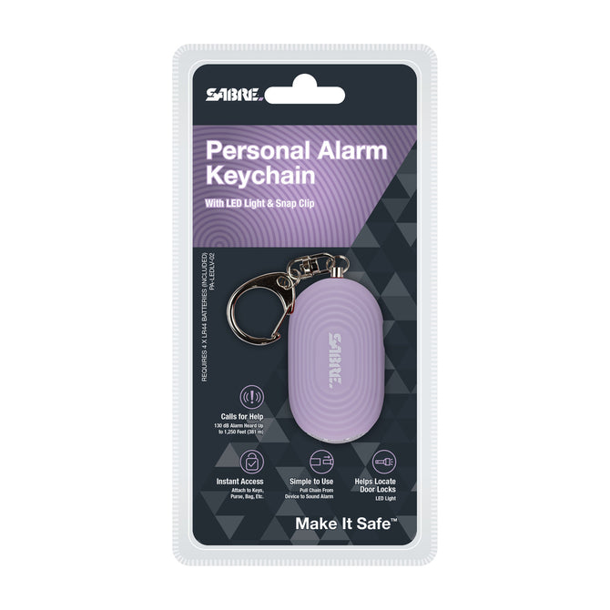 variant:46537478602944 SABRE Personal Alarm with LED Light and Snap Hook Lavender