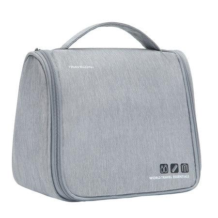variant:42999671390400 travelon World Travel Essentials Hanging Toiletry Kit Gray Heather
