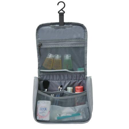 variant:42999671390400 travelon World Travel Essentials Hanging Toiletry Kit Gray Heather