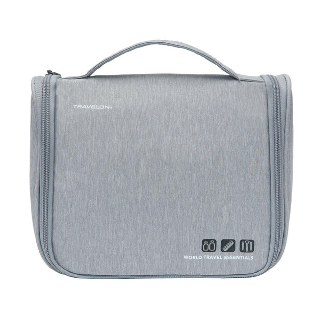 variant:42999671390400 travelon World Travel Essentials Hanging Toiletry Kit Gray Heather