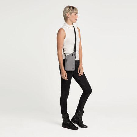 variant:42999678140608 travelon World Travel Essentials Slim Crossbody Bag Gray Heather