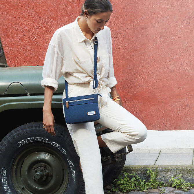 variant:42165383954624 Anti-Theft Heritage Small Crossbody - Indigo