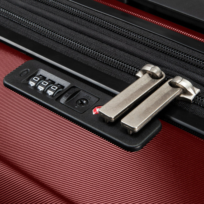 variant:43709082599616 RBH Melrose Hardside Medium Checked Spinner Luggage Red