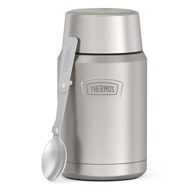 variant:43736977178816 24 oz Stainless Steel Food Jar w/ Spoon Matte Stainless Steel 
