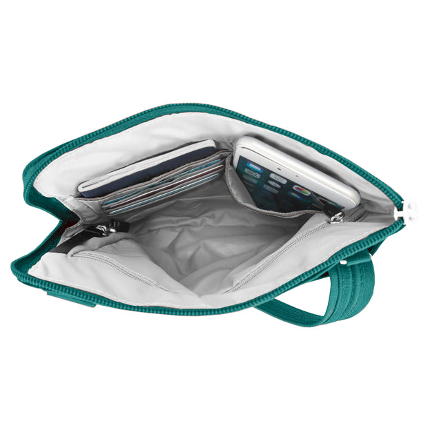 variant:46342240633024 travelon Slim Double Zip Crossbody Spruce