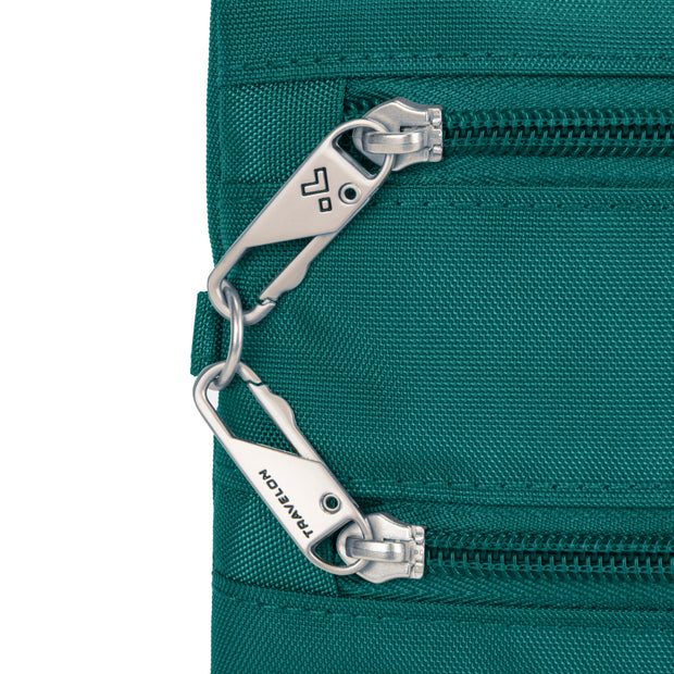 variant:46342240633024 travelon Slim Double Zip Crossbody Spruce