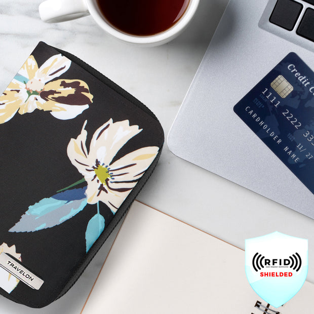 variant:46348414255296travelon RFID Blocking Passport Zip Wallet Midnight Floral
