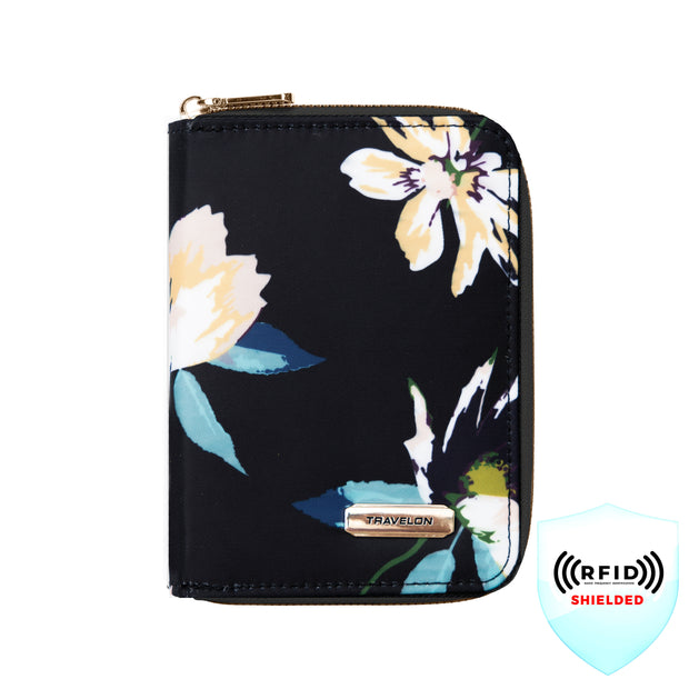 variant:46348414255296travelon RFID Blocking Passport Zip Wallet Midnight Floral