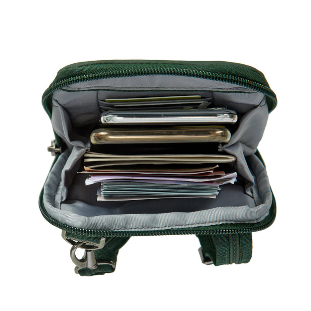 variant:46316776980672 Travelon Metro Anti-Theft Stadium Mini Crossbody Forest Heather