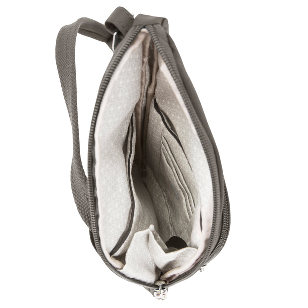 variant:46346502537408 travelon Anti-Theft Essentials Mini Asymmetric Crossbody smoke