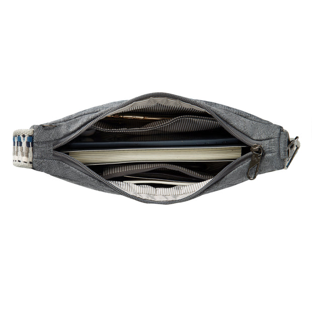 variant:46319878013120 Travelon Boho Anti-Theft Crescent Crossbody Gray Heather
