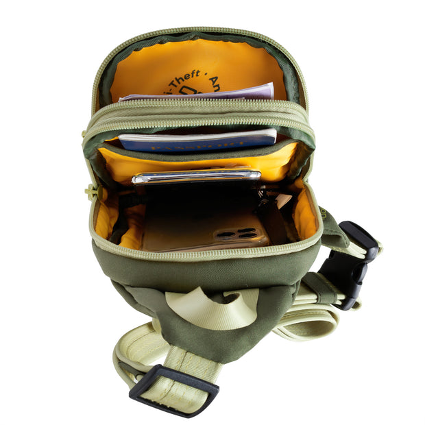 variant:46205346054336 Travelon The Voyages Anti-Theft Compact Sling Olive